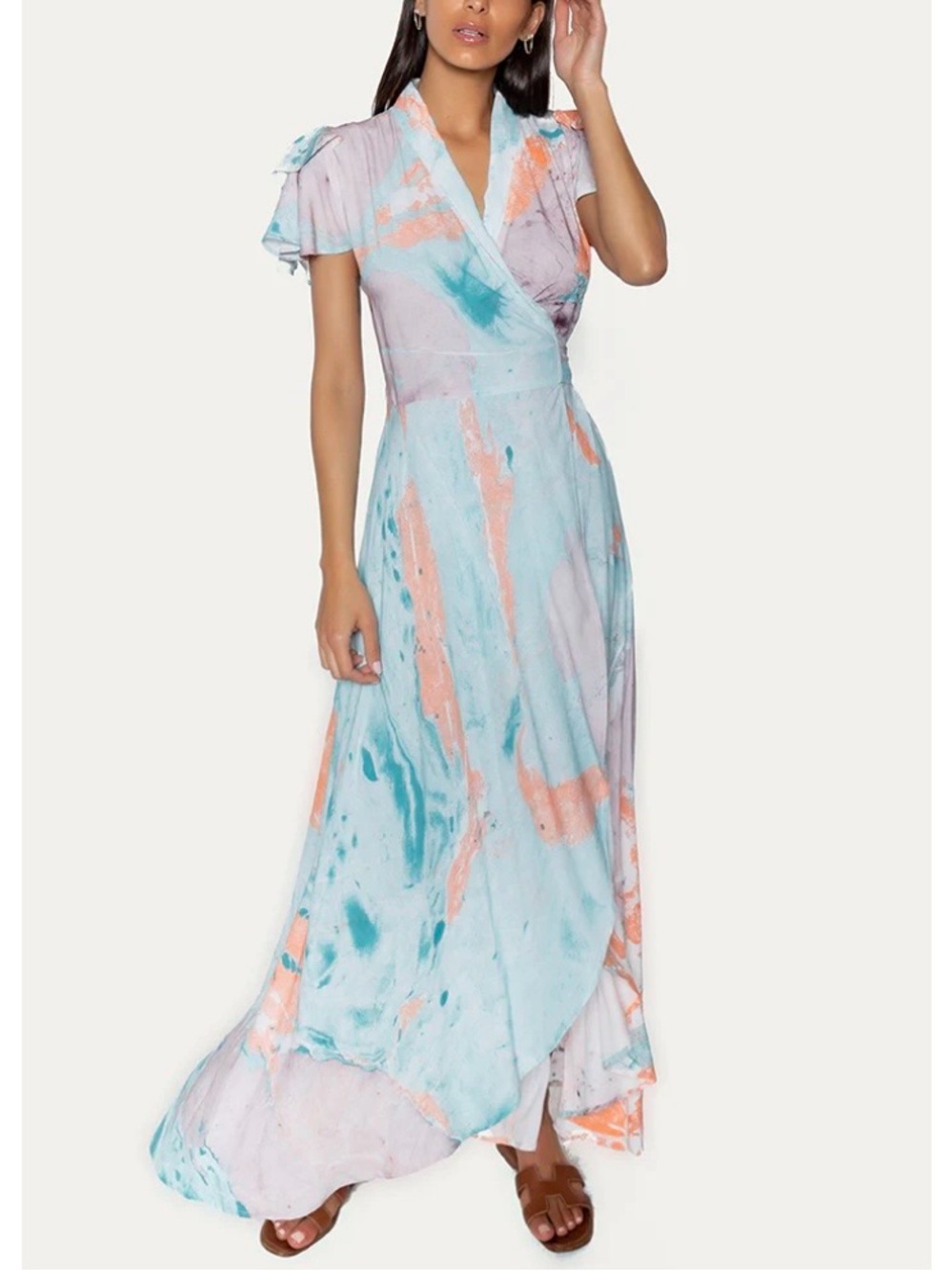 RAGA Head in the Clouds / Seaglass Maxi Wrap Dress Size Small